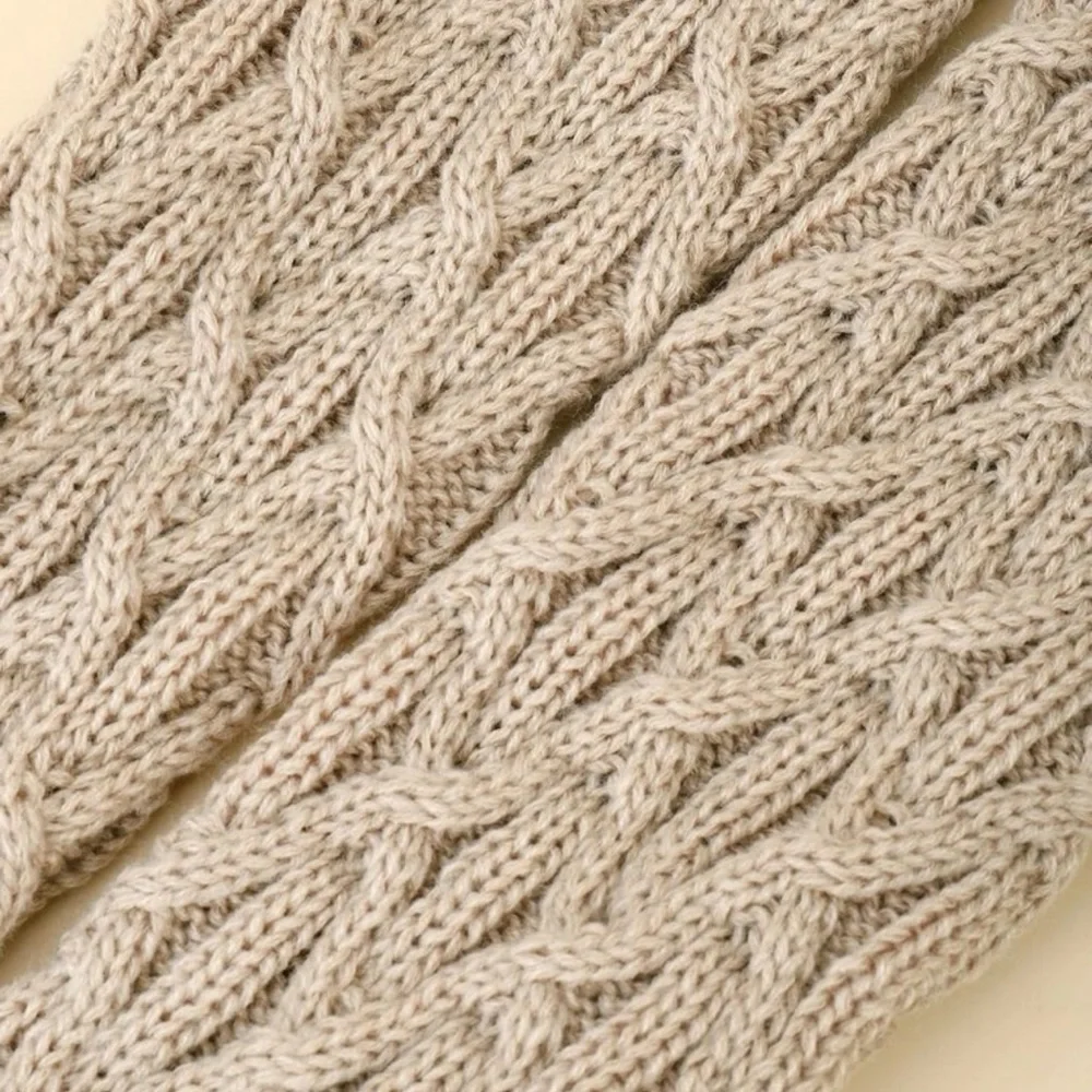 Cozy Cable-Knit Knee High Pom Pom Socks